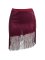 Sequin fringe embellishments asymmetrical hem skirt elegant half skirt