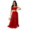 Pure red polyester wrap chest+underwear+mesh skirt swimsuit set