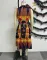Printed waistband lapel doll neck mid length dress