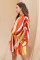 Colorful striped printed tie bat sleeve wrap buttocks dress