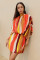 Colorful striped printed tie bat sleeve wrap buttocks dress