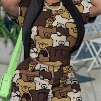 printed new short sleeved shorts sports two-piece set for women