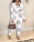 Autumn and winter women's fashion printed coat and pants three piece set