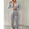 Solid color tight fitting invisible zipper jumpsuit with long sleeves
