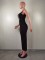 New Long Dress Fashionable and Sexy Slim Fit Solid Color Sleeveless Pit Stripe Dress