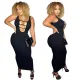 New Long Dress Fashionable and Sexy Slim Fit Solid Color Sleeveless Pit Stripe Dress