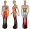 Spring/Summer New Sexy Slim Fit Tie Positioning Printed jumpsuit