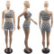 Sexy and fashionable spicy girl texture striped casual versatile tank top and shorts two-piece set