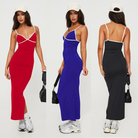Sexy and fashionable camisole slit dress