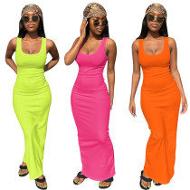 Sexy and fashionable threaded vest long skirt