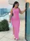 Commuter style long dress with sleeveless round neck and high waist dress