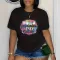Large women's short sleeved T-shirt with fashionable personality and trendy print pattern for summer 2024