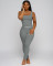 Fashion threaded solid color vest two-piece set