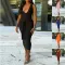 Mid skirt lace up U-neck commuting sleeveless dress