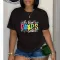 Large women's short sleeved T-shirt with fashionable personality and trendy print pattern for summer 2024