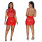 Shang women's sexy hot diamond hollow vest short skirt two-piece set