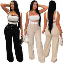 Fashionable casual suspender bra set jumpsuit