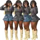 Hot selling cute denim elastic 3D pocket skirt