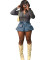 Hot selling cute denim elastic 3D pocket skirt