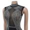 Solid color mesh hot diamond sleeveless short skirt dress
