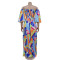 Fashionable women's sexy printed backless pleated long dress