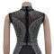 Solid color mesh hot diamond sleeveless short skirt dress