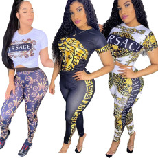 Rich and luxurious printed women's casual set in 3 colors