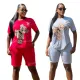 Fashionable and minimalist cotton solid color short sleeved shorts two-piece set
