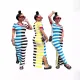 Round neck short sleeved slit patchwork striped dress