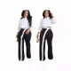 Solid color patchwork casual pants