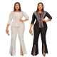 Hot diamond slim fit two-piece set for women's long sleeved round neck half sleeved top paired with split pants