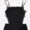 Hot diamond suspender jumpsuit with high slit and transparent mesh skirt, two-piece set for women
