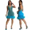 Fashionable lace up sequin perspective wrap hip short skirt dress