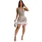 Fashionable lace up sequin perspective wrap hip short skirt dress