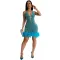 Fashionable lace up sequin perspective wrap hip short skirt dress