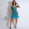Fashionable lace up sequin perspective wrap hip short skirt dress