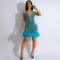 Fashionable lace up sequin perspective wrap hip short skirt dress