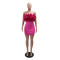 Women's strapless pleated lace wrapped buttocks dress