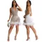 Fashionable lace up sequin perspective wrap hip short skirt dress