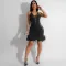 Fashionable lace up sequin perspective wrap hip short skirt dress