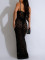 Fashionable V-neck sexy perspective lace slim fit suspender dress ball party