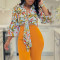 Women's cross-border printed lapel tie long sleeved shirt