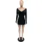 Large V-neck tight fitting long sleeved fashionable casual short skirt set