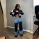 Denim cotton loose fit straight leg jeans