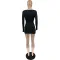 Large V-neck tight fitting long sleeved fashionable casual short skirt set