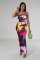 Digital positioning printed chest wrapped dress, nightclub long dress