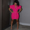 Solid color lotus leaf sleeve large collar cardigan dress with 2 real pockets