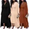 Solid color striped elastic cape jacket+slim fit V-neck skirt two-piece set