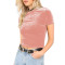 Summer Velvet Round Neck T-shirt Y2K Style Top