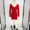 Large V-neck tight fitting long sleeved fashionable casual short skirt set